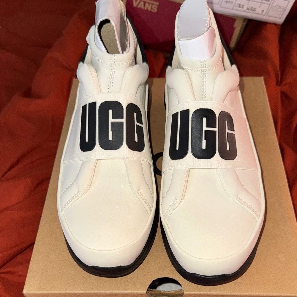 UGG Cream Slip-On Sneakers with Black Logo